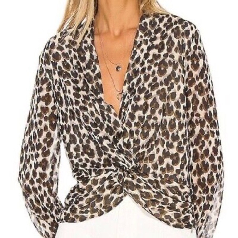 Caroline Constas Bette Blouse Leopard Print Women's Top Size XS NWT - Picture 2 of 5